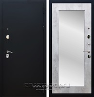 Входная дверь Армада Престиж с зеркалом Пастораль (Чёрный муар / Бетон светлый)