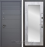 Входная дверь Армада Италия с зеркалом Пастораль (Графит софт / Бетон светлый)