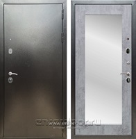 Входная дверь Триумф 3К с зеркалом Оптима (Антик серебро / Бетон тёмный)
