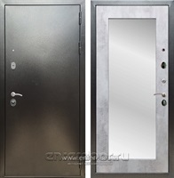 Входная дверь Триумф 3К с зеркалом Оптима (Антик серебро / Бетон светлый)