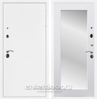 Входная дверь Триумф 3К с зеркалом Оптима (Белая шагрень / Белый матовый)