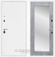 Входная дверь Триумф 3К с зеркалом Оптима (Белая шагрень / Бетон тёмный)