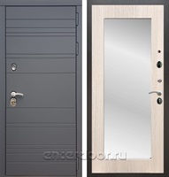 Входная дверь Армада Италия с зеркалом Пастораль (Графит софт / Дуб белёный)