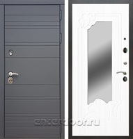 Входная дверь Армада Италия с зеркалом ФЛЗ-147 (Графит софт / Белый ясень)