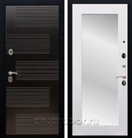 Входная металлическая дверь Армада Премиум 185 с Зеркалом Пастораль (Венге / Белый матовый)