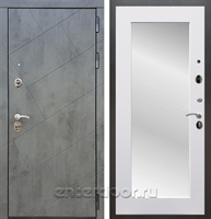 Входная стальная дверь Армада 22 Зеркало Пастораль (Бетон тёмный / Белый матовый)