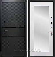 Входная стальная дверь Армада 15 Зеркало Пастораль (Чёрный кварц / Белый матовый)