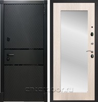 Входная стальная дверь Армада 15 Зеркало Пастораль (Чёрный кварц / Дуб беленый)