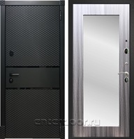 Входная дверь Армада Бастион зеркало Пастораль (Чёрный кварц / Сандал серый)