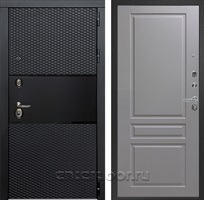 Входная металлическая дверь Тефлон Стокгольм (Чёрный кварц / Эмаль светло-серая)