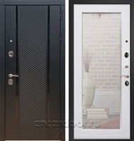 Входная стальная дверь Армада 25 Зеркало Пастораль (Чёрный кварц / Белый ясень)