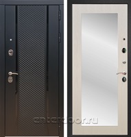 Входная стальная дверь Армада 25 Зеркало Пастораль (Чёрный кварц / Лиственница беж)