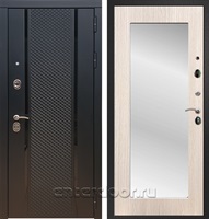 Входная стальная дверь Армада 25 Зеркало Пастораль (Чёрный кварц / Дуб беленый)