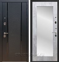 Входная стальная дверь Армада 25 Зеркало Пастораль (Чёрный кварц / Бетон светлый)