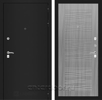 Входная металлическая дверь Лабиринт Классик 6 (Шагрень черная / Сандал серый)