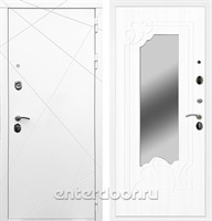 Входная металлическая дверь Армада 13 с зеркалом ФЛЗ-147 (Белый / Белый ясень)