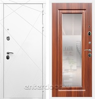 Входная металлическая дверь Армада 13 с зеркалом ФЛЗ-120 (Белый / Берёза мореная)