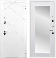 Входная дверь Лофт с зеркалом 2XL (Белый матовый / Белый матовый) для установки в квартиру 17878