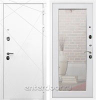 Входная дверь Армада Лофт с зеркалом 2XL (Белый матовый / Белый ясень)