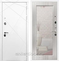 Входная дверь Армада Лофт с зеркалом 2XL (Белый матовый / Сандал белый)