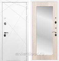 Входная дверь Армада Лофт с зеркалом 2XL (Белый матовый / Беленый дуб)