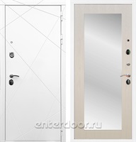 Входная дверь Армада Лофт с зеркалом 2XL (Белый матовый / Лиственница беж)