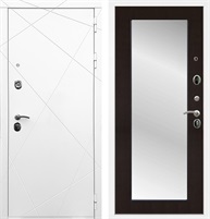 Входная дверь Лофт с зеркалом 2XL (Белый матовый / Венге) для установки в квартиру 17883