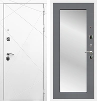 Входная дверь Лофт с зеркалом 2XL (Белый матовый / Графит софт) для установки в квартиру 17884