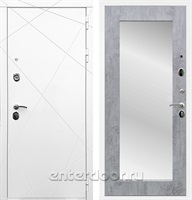 Входная дверь Армада Лофт с зеркалом 2XL (Белый матовый / Бетон тёмный)