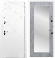 Входная дверь Лофт с зеркалом 2XL (Белый матовый / Бетон тёмный) для установки в квартиру 17885