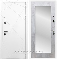 Входная дверь Армада Лофт с зеркалом 2XL (Белый матовый / Бетон светлый)