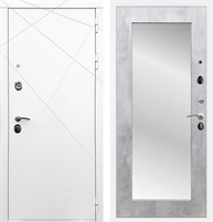 Входная дверь Лофт с зеркалом 2XL (Белый матовый / Бетон светлый) для установки в квартиру 17886