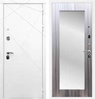 Входная дверь Лофт с зеркалом 2XL (Белый матовый / Сандал серый) для установки в квартиру 17887