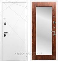 Входная дверь Армада Лофт с зеркалом 2XL (Белый матовый / Берёза морёная)