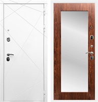 Входная дверь Лофт с зеркалом 2XL (Белый матовый / Берёза морёная) для установки в квартиру 17888