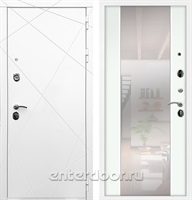 Входная дверь Армада Лофт с зеркалом СБ-16 (Белый матовый / Белый ясень)