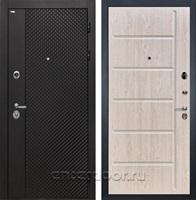 Входная металлическая дверь Интекрон Олимпия Блэк ФЛ-102 (Лофт чёрный / Сосна белая)