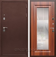 Входная металлическая дверь Армада 5А сталь 3 мм Зеркало ФЛЗ-120 (Медный антик / Берёза морёная)