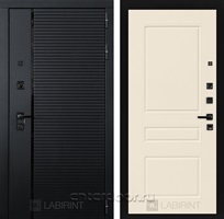 Входная металлическая дверь Лабиринт Piano 03 (Чёрный кварц / Крем софт)