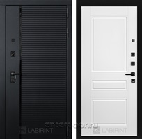 Входная металлическая дверь Лабиринт Piano 03 (Чёрный кварц / Белый софт)