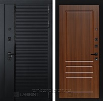Входная металлическая дверь Лабиринт Piano 03 (Чёрный кварц / Орех бренди)