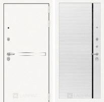 Входная металлическая дверь Лабиринт Line White 22 (Шагрень белая / Белый софт)