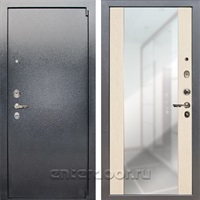 Входная стальная дверь Лекс 3 Барк Стиль с Зеркалом (Серый букле / Дуб беленый) панель №45