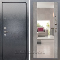Входная стальная дверь Лекс 3 Барк Стиль с Зеркалом (Серый букле / Бетон серый) панель №102