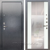 Входная стальная дверь Лекс 3 Барк Стиль с Зеркалом (Серый букле / Ясень белый) панель №61