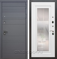 Входная дверь Армада Италия с зеркалом ФЛЗ-120 (Графит софт / Белый матовый)