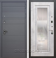 Входная дверь Армада Италия с зеркалом ФЛЗ-120 (Графит софт / Бетон светлый)