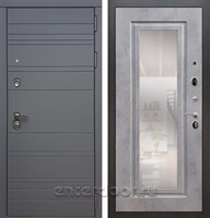 Входная дверь Армада Италия с зеркалом ФЛЗ-120 (Графит софт / Бетон темный)