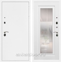 Входная дверь Армада Престиж с зеркалом ФЛЗ-120 (Белая шагрень / Белый матовый)
