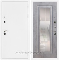 Входная дверь Армада Престиж с зеркалом ФЛЗ-120 (Белая шагрень / Бетон темный)